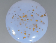 Limonite pseudomorph after pyrite, in chalcedony