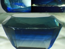 Composite stone -  natural sapphire on crown and synthetic Verneuil as pavilion.