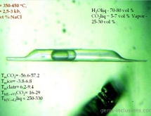 Three phase inclusion with water, liquid CO2 and vapor phases in emerald from the Urals, Russia