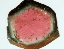 Watermelon tourmaline color zoning