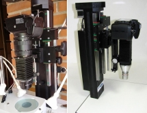 Using acordion bellows with Schneider Component lens and microscope objective for photomicrography