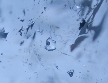 Two phase fluid inclusions in blue topaz