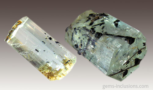 Namibian aquamarine with tourmaline inclusions